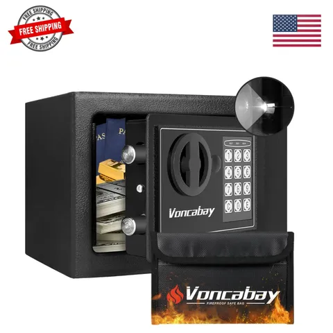 Money Safe Box for Home with Digital Keypad, 0.23 Cu. Ft., Black | Alloy Stee...