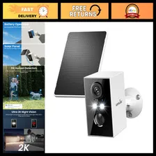 2K WiFi Outdoor Security Camera - Wireless, Solar/Battery, Color Night Vision, A
