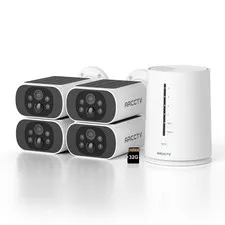Wireless Home Security Camera System Outdoor Solar Powered Color Night Vision AI