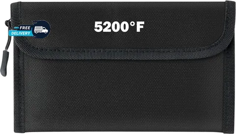 Fireproof Waterproof Document Bag - 5200°F Water Resistant Fire Proof Money Bag