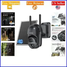 4G LTE Solar Security Camera, 2K Night Vision, 360° View, , Black