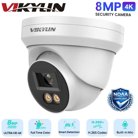 VIKYLIN 4K 8MP PoE IP Security Camera 24/7 Full Color Night Vision Outdoor Onvif