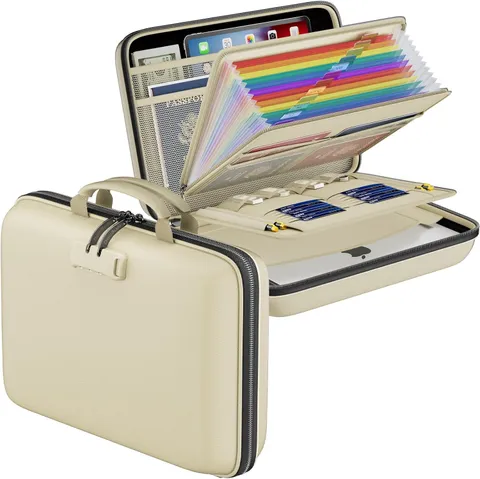 Fireproof File Organizer w/ Lock,Hard-Shell Case Fireproof Document Box-13Pocket