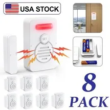 Wireless Voice Door Alarms When Opened 90dB Adjustable Volume Window Alert 8Pack