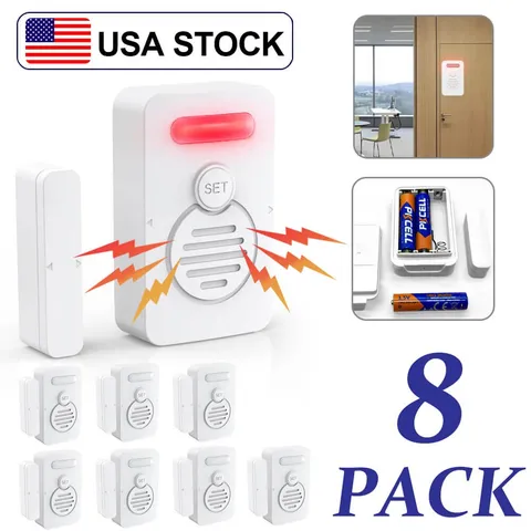 Wireless Voice Door Alarms When Opened 90dB Adjustable Volume Window Alert 8Pack