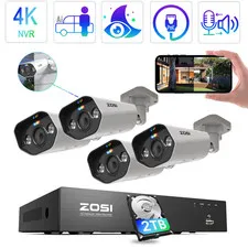 8CH 5MP Outdoor Poe Security Camera System, 4Pcs 5MP Audio Poe IP Surveillance C