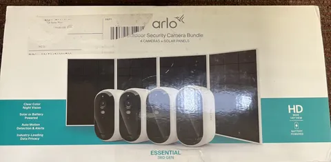 Arlo Essential (3rd Gen) HD Outdoor Security Cameras w/ Solar Panels,  4pk