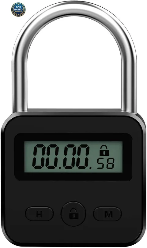 Metal Timer Lock - Electronic Time Padlock with LCD Display - USB Rechargeable (