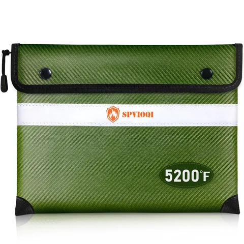 5200F Fireproof Document Money Bag Heat Insulated Safe Pouch Zipper 8 Layers