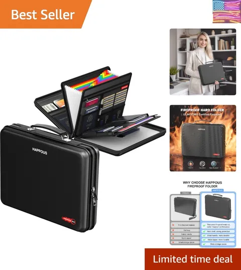 Fireproof Document Organizer, Expanding File Organizer with 13 Pockets, Porta...