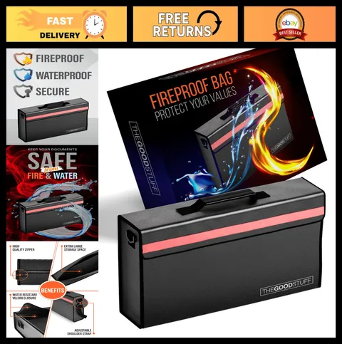 Fireproof Document Box for Legal Papers, Passports, Cash & Contracts - 5"x11"x3.