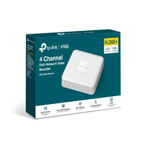 TP-Link VIGI NVR1104H-4P 4 Channel PoE+ Network Video Recorder 24/7 Continuous