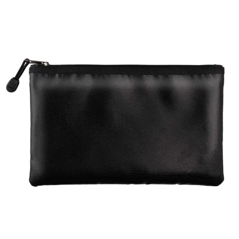 Black Fireproof Waterproof Silicon Coated Fiberglass Document Bag Money Bag