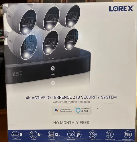 Lorex 4K Ultra HD 8-Channel DVR Security System 6 Active Deterrence Cameras 2TB-