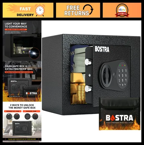 Fireproof Safe Box with Sensor Light & Digital Keypad - Small Security Safe for