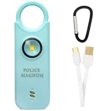 Police Magnum Personal Safety Alarm Keychain-135dB Rechargeable LED- Turquoise
