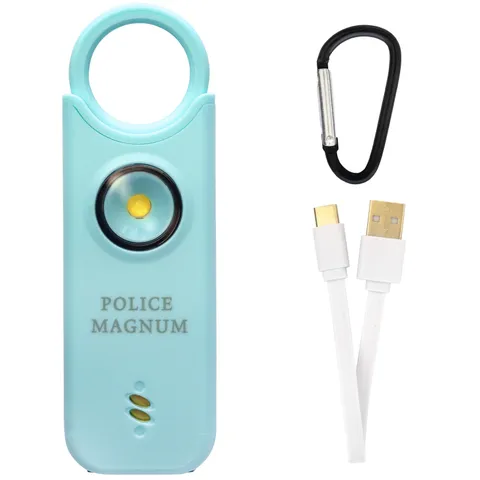 Police Magnum Personal Safety Alarm Keychain-135dB Rechargeable LED- Turquoise
