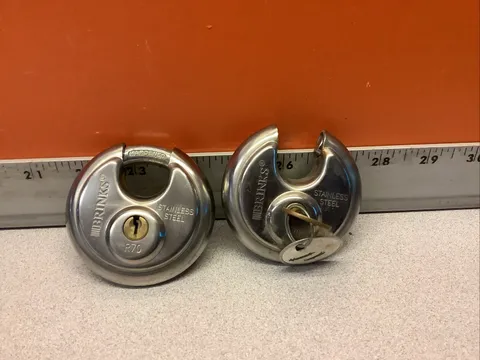 Brinks 2 Locks w/Key - No. R-70 Hardened Stainless Steel Case Safety Security
