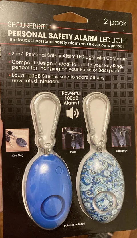Securebrite Personal Safety Alarm LED Light 2 pack 2pk Gray and Leopard 100DB