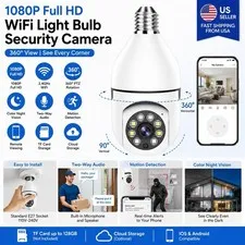 360° 1080P IP E27 Light Bulb Camera Wi-Fi IR Night Smart Home Wireless Security