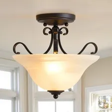 Luvkczc 12" Retro Semi Flush Mount Ceiling Light,Black Light Black 