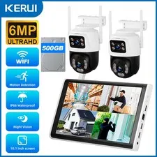 6MP Wireless Surveillance Cameras 8CH 10.1" NVR H.265+ Night Vision 500GB HDD