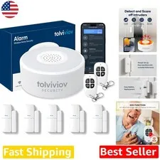 Smart Home Security System 8pc WiFi Door Alarm Kit with Alexa Voice Control