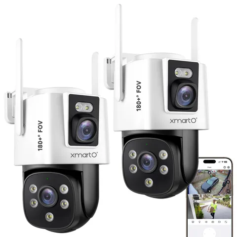 [Dual-CAM 180+° FOV] 6MP 2-in-1 WiFi Home Security Camera with AI Tracking, P...