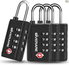 4 Pack TSA Approved Travel Luggage Locks 4-Digit, Open Alert Suitcase Combinatio