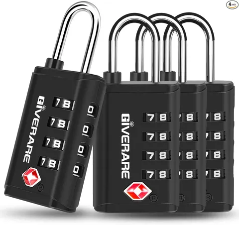 4 Pack TSA Approved Travel Luggage Locks 4-Digit, Open Alert Suitcase Combinatio