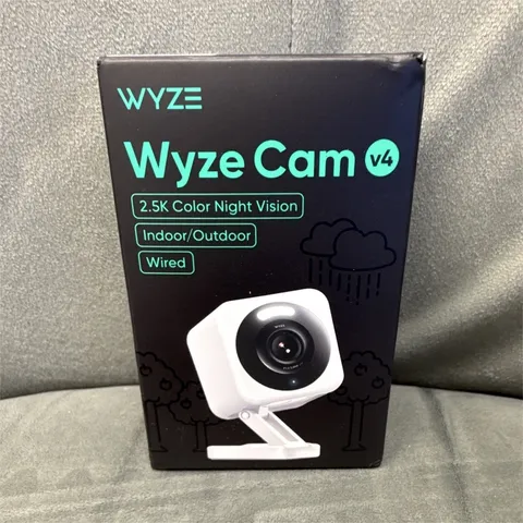Wyze Cam v4 2.5K Wired IP Security Camera White, Color Night Vision, Spotlight