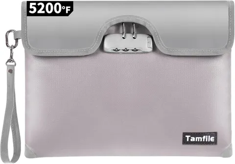 5200F Fireproof Money Bag with Lock, Waterproof Document Bag with Zipper, 8 Laye