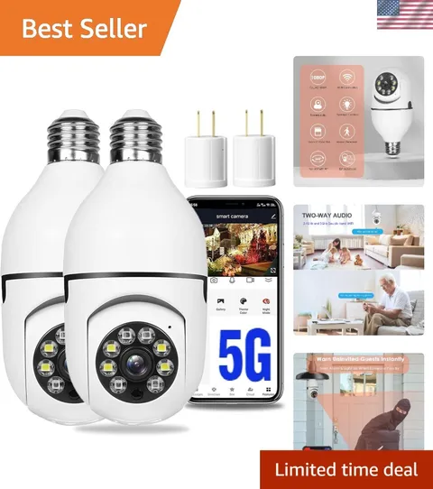 Easy-Install 2PCS Wireless 360° Security Cameras with Night Vision and Alerts