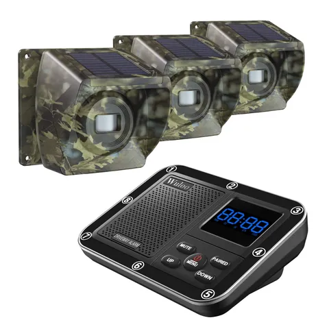 Solar Driveway Alarm Wireless Outside 1800ft Range, Outdoor Motion Sensor & D...