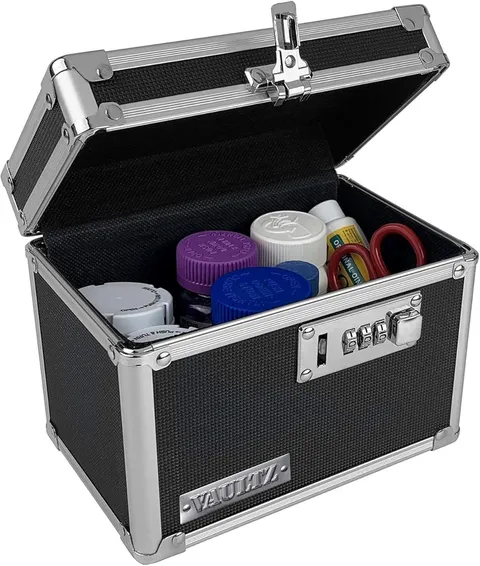 Vaultz Locking Security Box with Combination Lock - Secure Metal Lock Box Safe