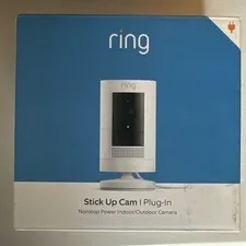 Ring Stick Up Cam Plug-In Indoor/Outdoor 1080p Wired Security Camera (White) New