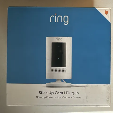 Ring Stick Up Cam Plug-In Indoor/Outdoor 1080p Wired Security Camera (White) New