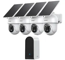 Home Security Cameras Wireless Outdoor, Solar Powered, 4-Cam System