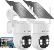 3MP Solar Security Cameras Wireless Outdoor, IP66 Weatherproof | 360°PTZ, Color