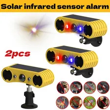 2pcs Solar Wireless Motion Sensor Alarm Sound Detector Loud Noise Outdoor 130db