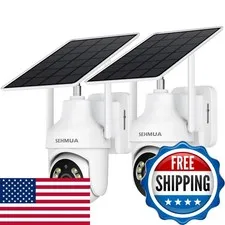 SEHMUA RBX-S73 2K Solar Security Camera 2 Pack 360° Pan/Tilt WiFi Color Night
