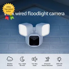 Wired Floodlight Camera Smart Security Camera 2600 Lumens HD Live View Motion...