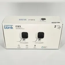 Blink Mini Compact Indoor Plug In Smart Security Camera 2 Pack Motion Detection