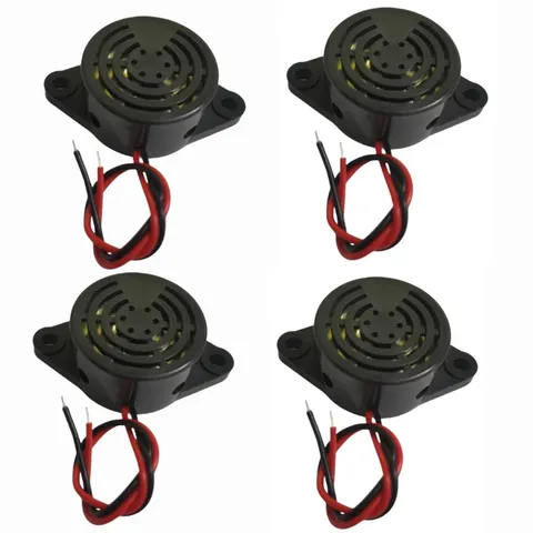 DC 3-24V Electronic Buzzer Alarm Sounder Continuous Beep 4Pcs (Black) SFM-27-I