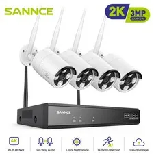 SANNCE Wireless 16CH NVR 3MP Two Way Audio IP Security Camera System WIFI Color
