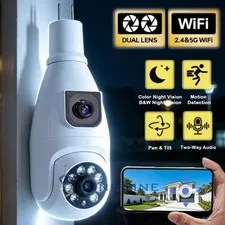Dual Lens Camara De Seguridad Inalambricas Para Exterior Con Vision Nocturna A++