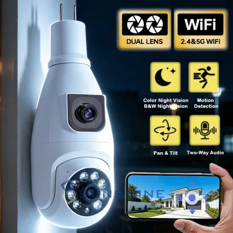 Dual Lens Camara De Seguridad Inalambricas Para Exterior Con Vision Nocturna A++