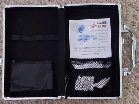 Vaultz Personal Locking Storage  Box, Black With Chrome Handle & Trim
