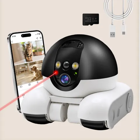 Indoor 1080P Dual Lens,Robot on Wheels Movable with 2-Way Talk,Distance Bot w...