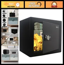 Small Steel Safe with Combination Lock, 0.23 Cu Ft Security Box, Black Storage